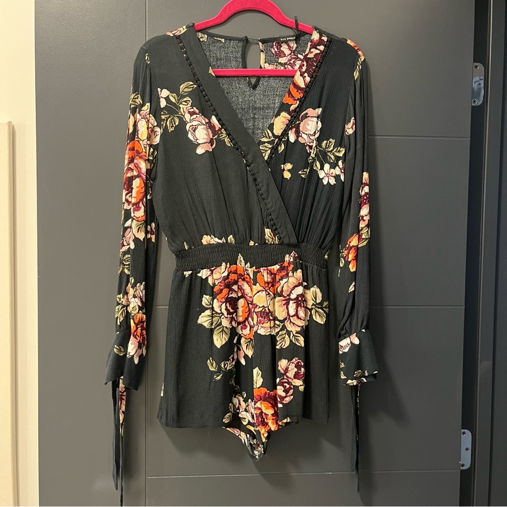 Floral Black Romper